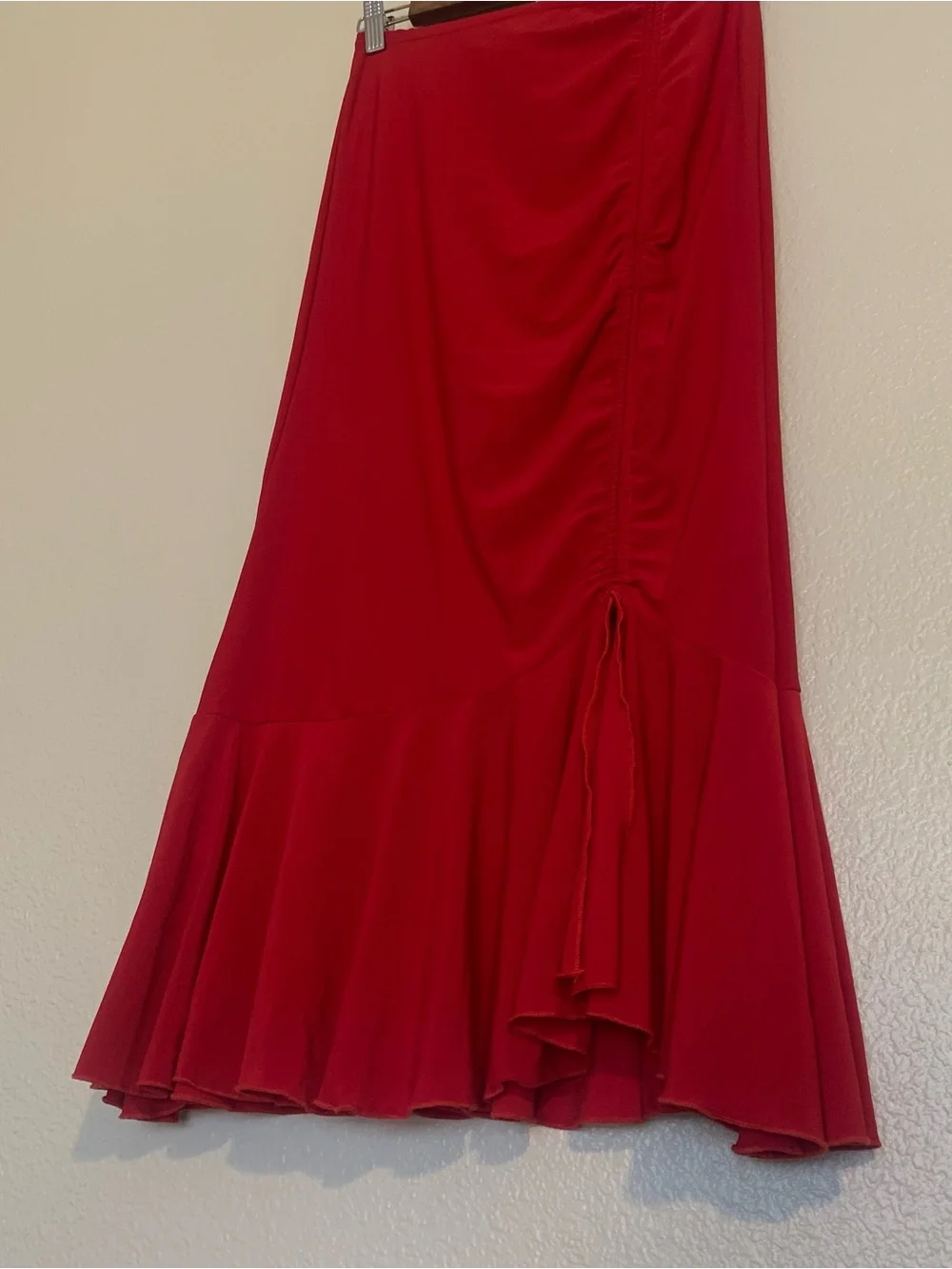Flowing Red Maxi Skirt with Flounce Hem